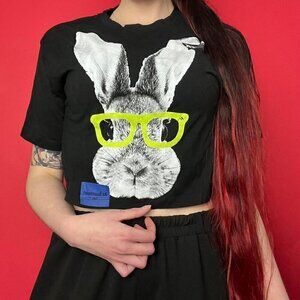 New Noce / Cropped bunny rabbit graphic tee​​​​​​​​​​​​​